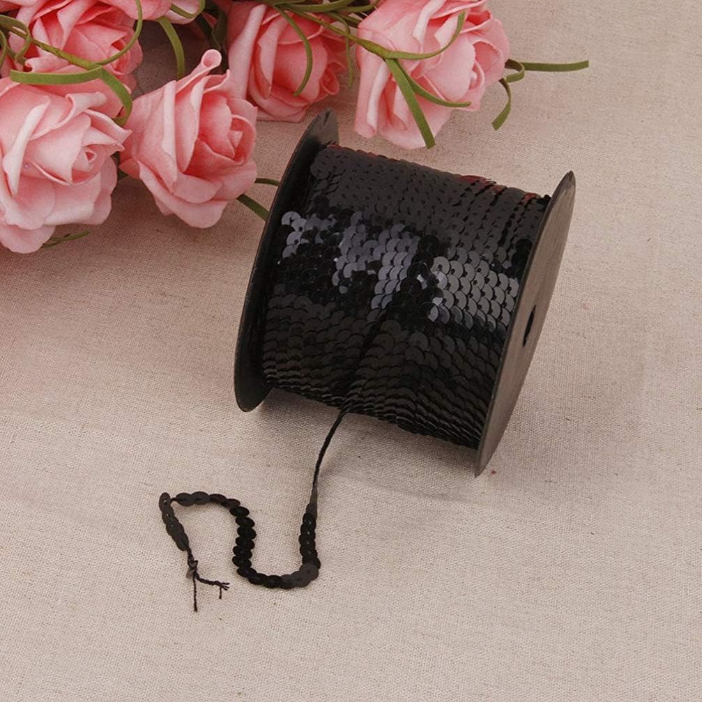 Exceart DIY Attire Accessory 6mm Flat Sequin Strip Black Faceted Sequins Ready for Crafting