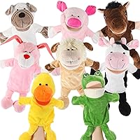 Vista 1 de Syhood 9 marionetas de mano de animales con boca abierta y movible de 11.8 a 13.8 pulgadas, animales de peluche suaves de animales de granja safari