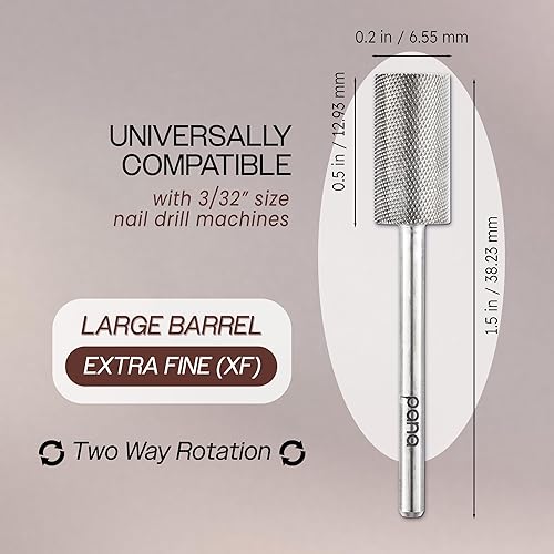 Miniatura 4 de PANA - Cabezal grande de con vástago de 332 pulgadas con punta plana (plateado, grano extra fino), broca de uñas para eliminación rápida de acrílico