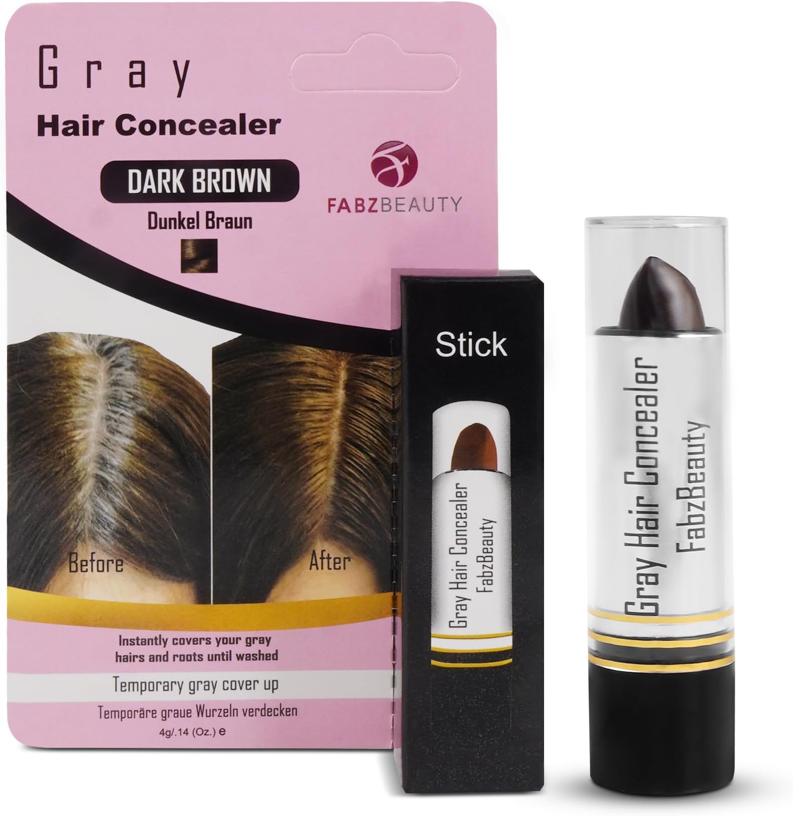 Root Touch Up Stick for Women & Men | Easy Hair Root Colour Touch Up for Grey Coverage, Long-Lasting Hair Colour with Magic Retouch, Natural & Quick Application (Dark Brown)