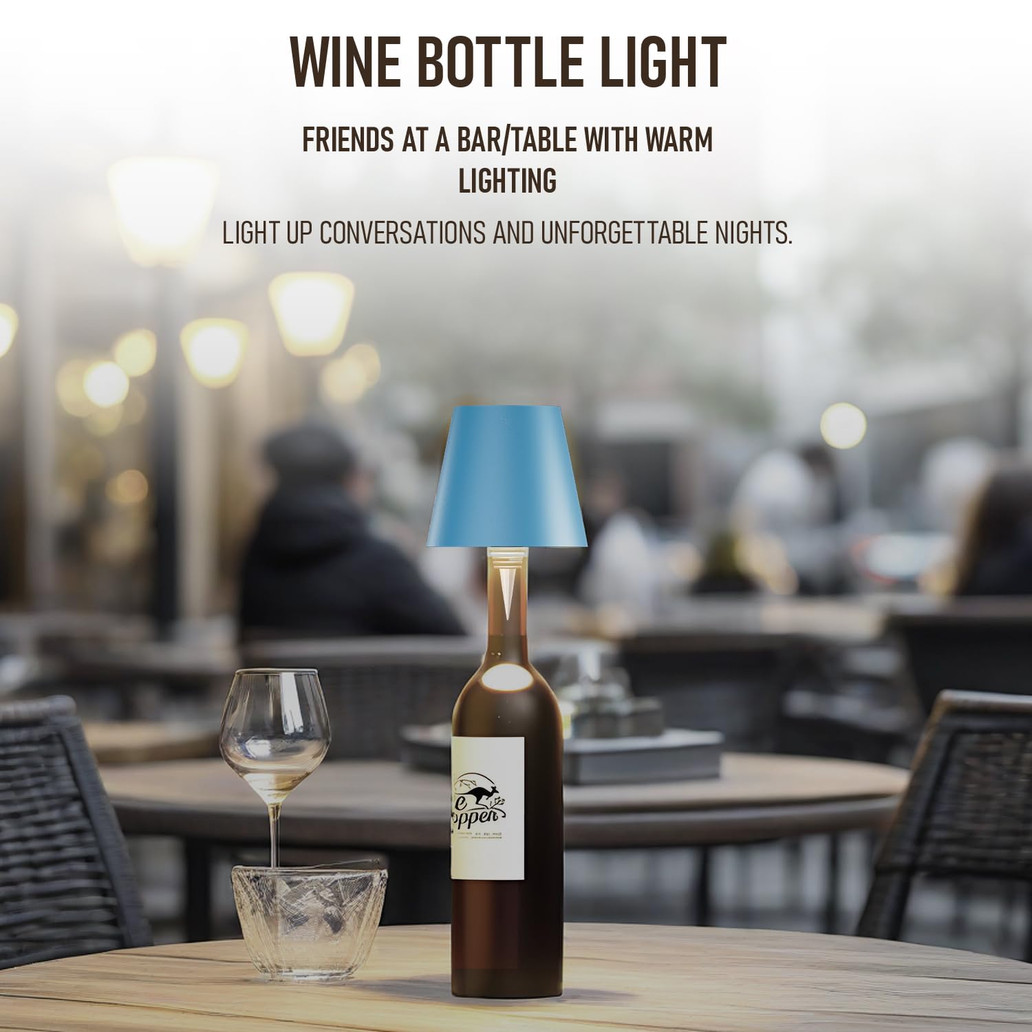 MU LIN Lámpara de botella táctil recargable inalámbrica, regulable, 3 colores LED, para sala de estar y restaurante, 4000 mAh