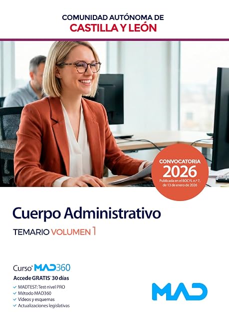 Portada de Cuerpo Administrativo. Temario Volumen 1. Comunidad Autónoma de Castil