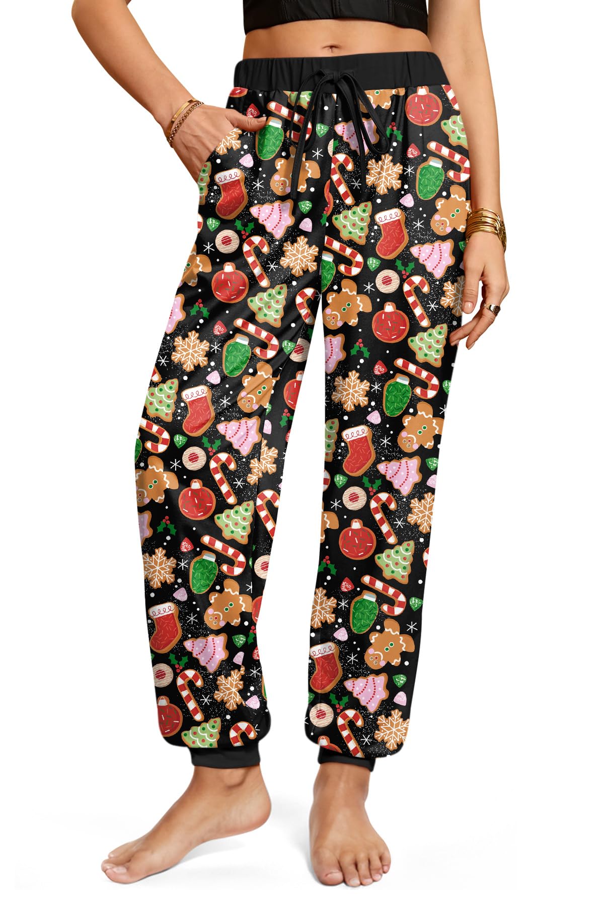 For G and PL Womens Christmas Ugly Drawstring Pajamas Pants with Pocket
