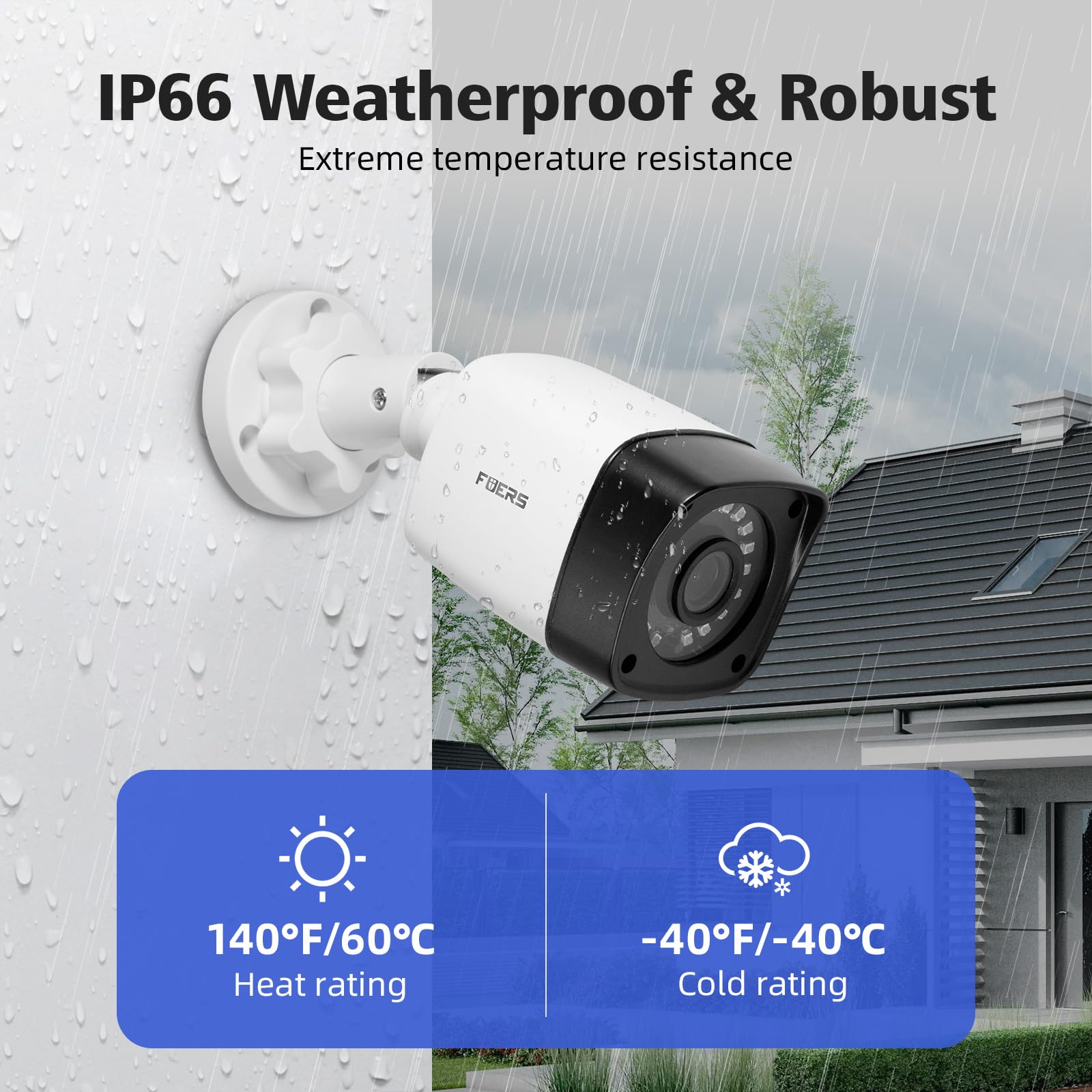 Fuers Telecamera di sorveglianza esterna da 5 MP, telecamera di sorveglianza esterna, senza fili, con riconoscimento personale, 1 telecamera di sicurezza con visione notturna a colori, IP66