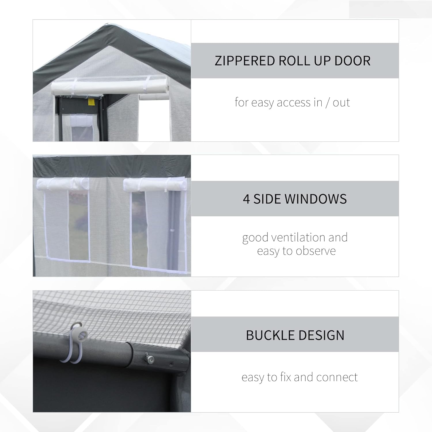 Heavy Duty Walk-In Greenhouse with Roll-Up Windows and Doors