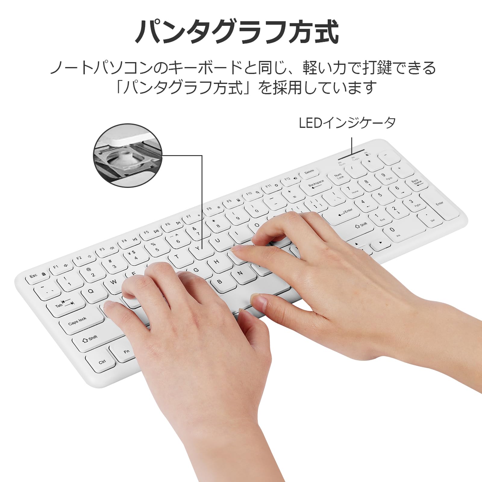 Amazon | ワイヤレスキーボード 2.4G USB 超薄型 96キー 静音 電池式