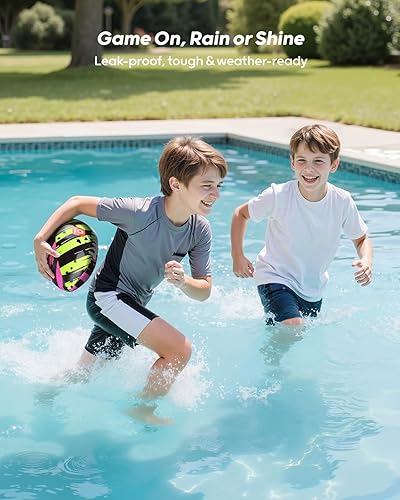 Miniatura 4 de QPAU Fútbol acuático - Fútbol de piscina impermeable para adolescentes y adultos, cordones dobles de fácil agarre, 10 pulgadas, juguete duradero de