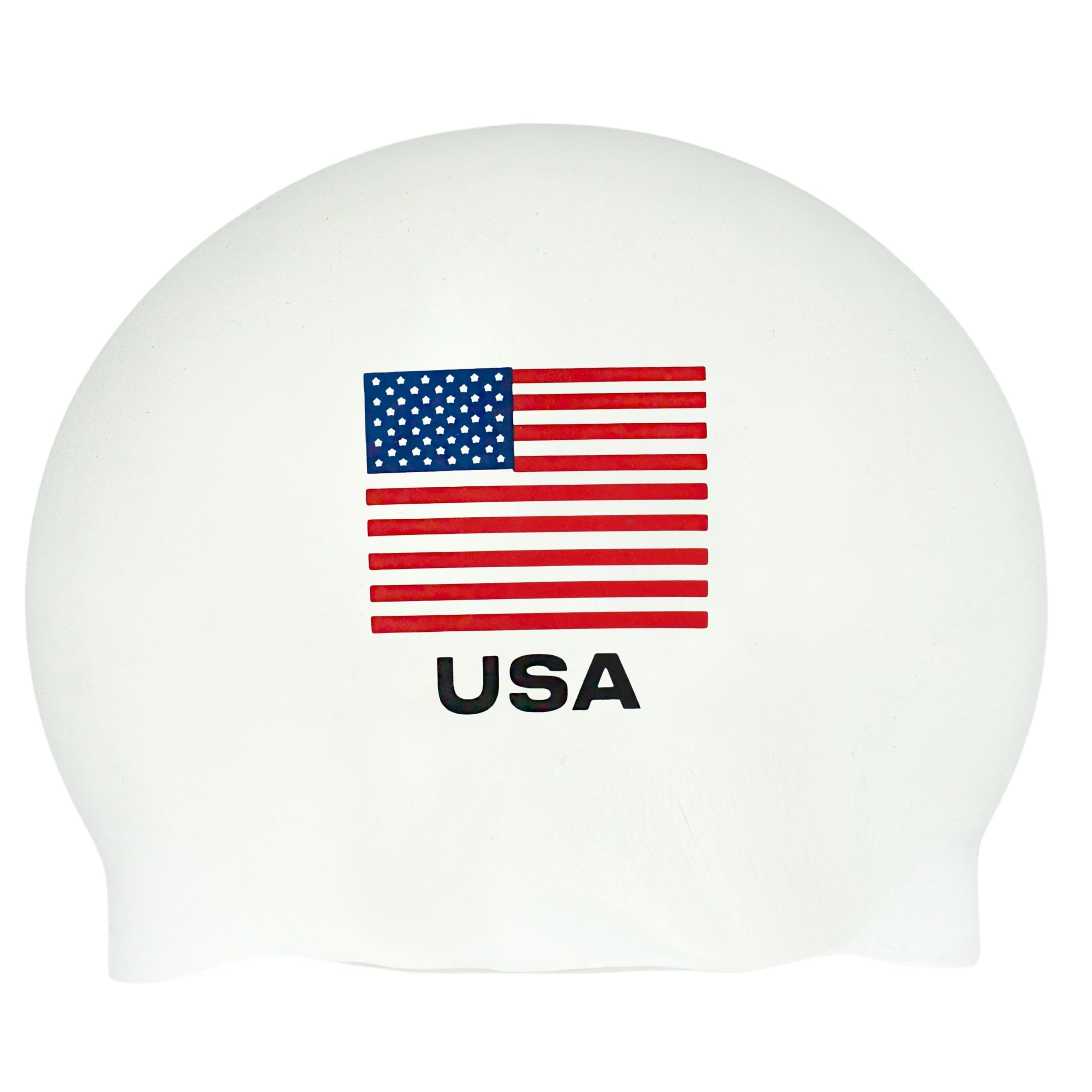 Silicone Swim Cap with Flag Design - Durable & Stretchable, One Size Fits All (Royal Blue)