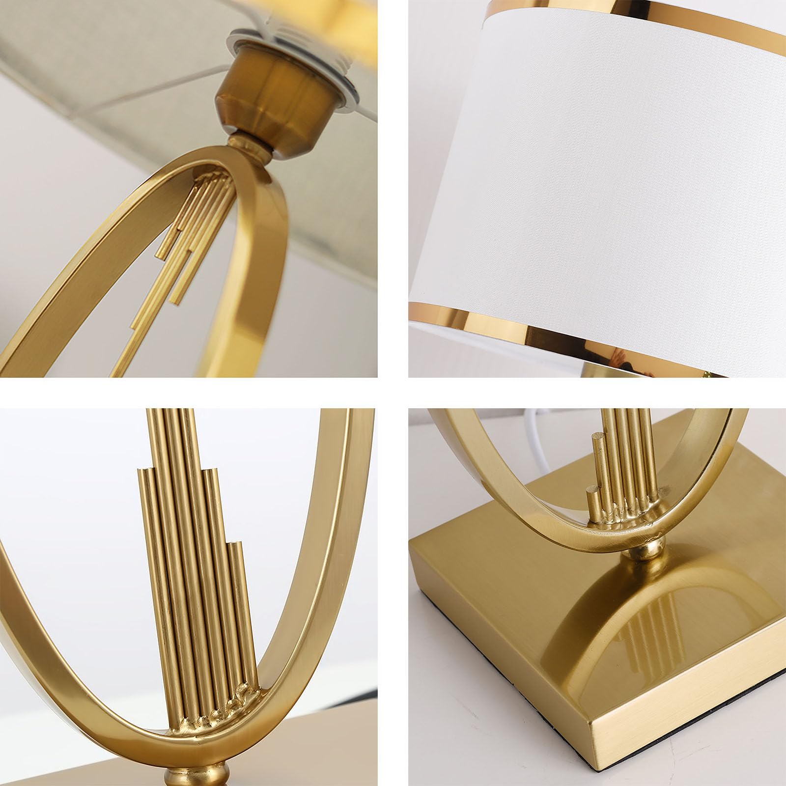 YUDIZWS Lámparas de Mesa de Metal Modernas con Pantallas de Tela, lámpara de mesita de Noche Moderna Lámpara de Escritorio de decoración Dorada de Lujo E27 Iluminación,Large