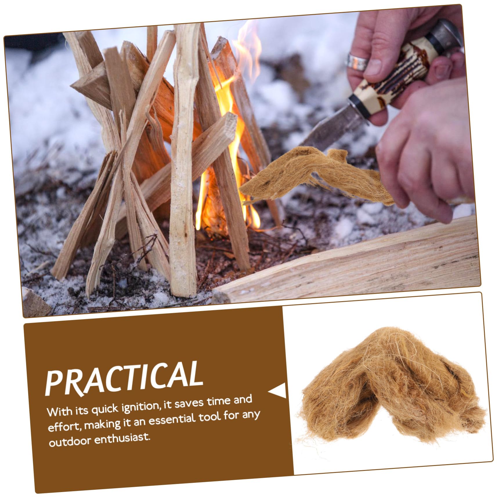 UPKOCH 5 Ensembles Allume Naturel Jute pour Camping Accessoire De Survie Extérieur Outils Pratiques pour Plein Air 4 Pièces * 5