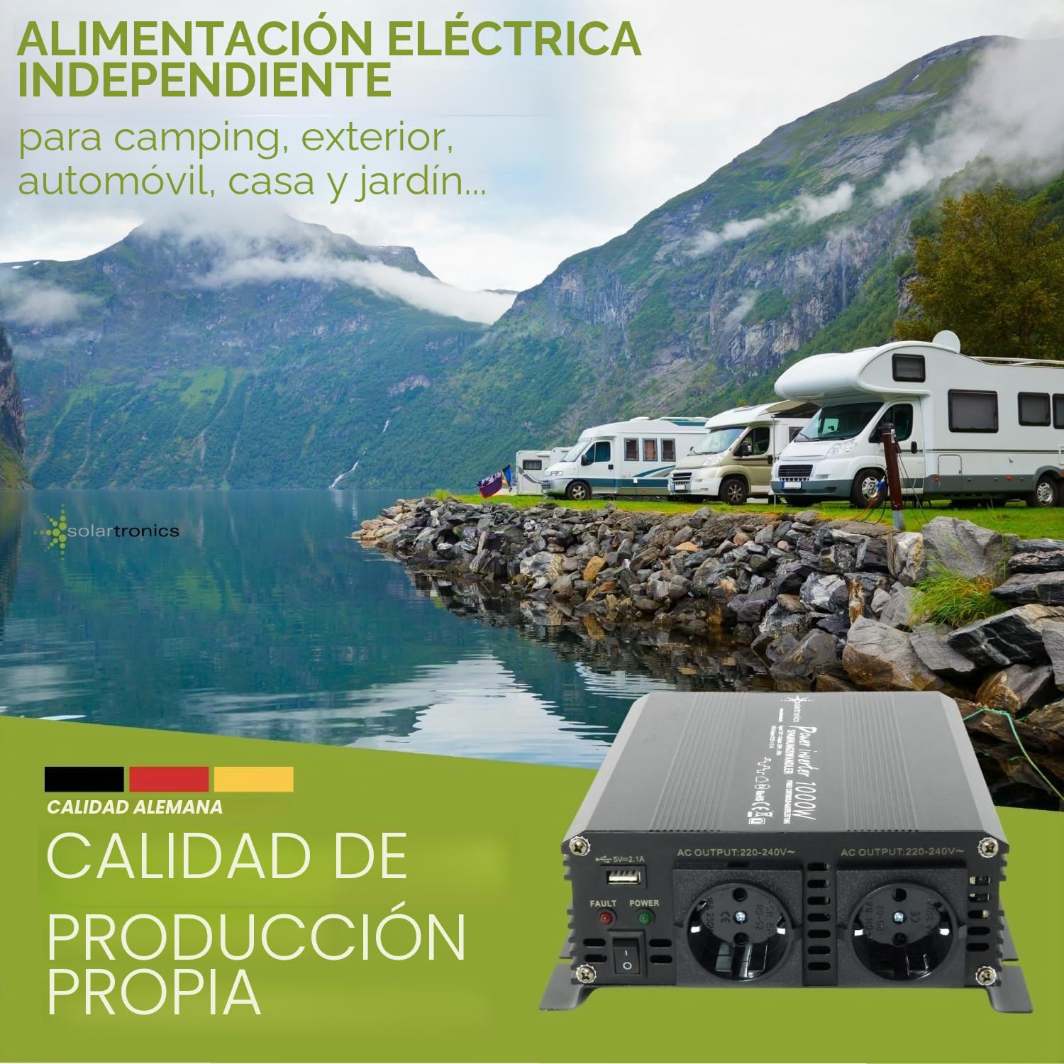 Convertidor de Tensión 1000-2000 Vatios 12-230V Negro