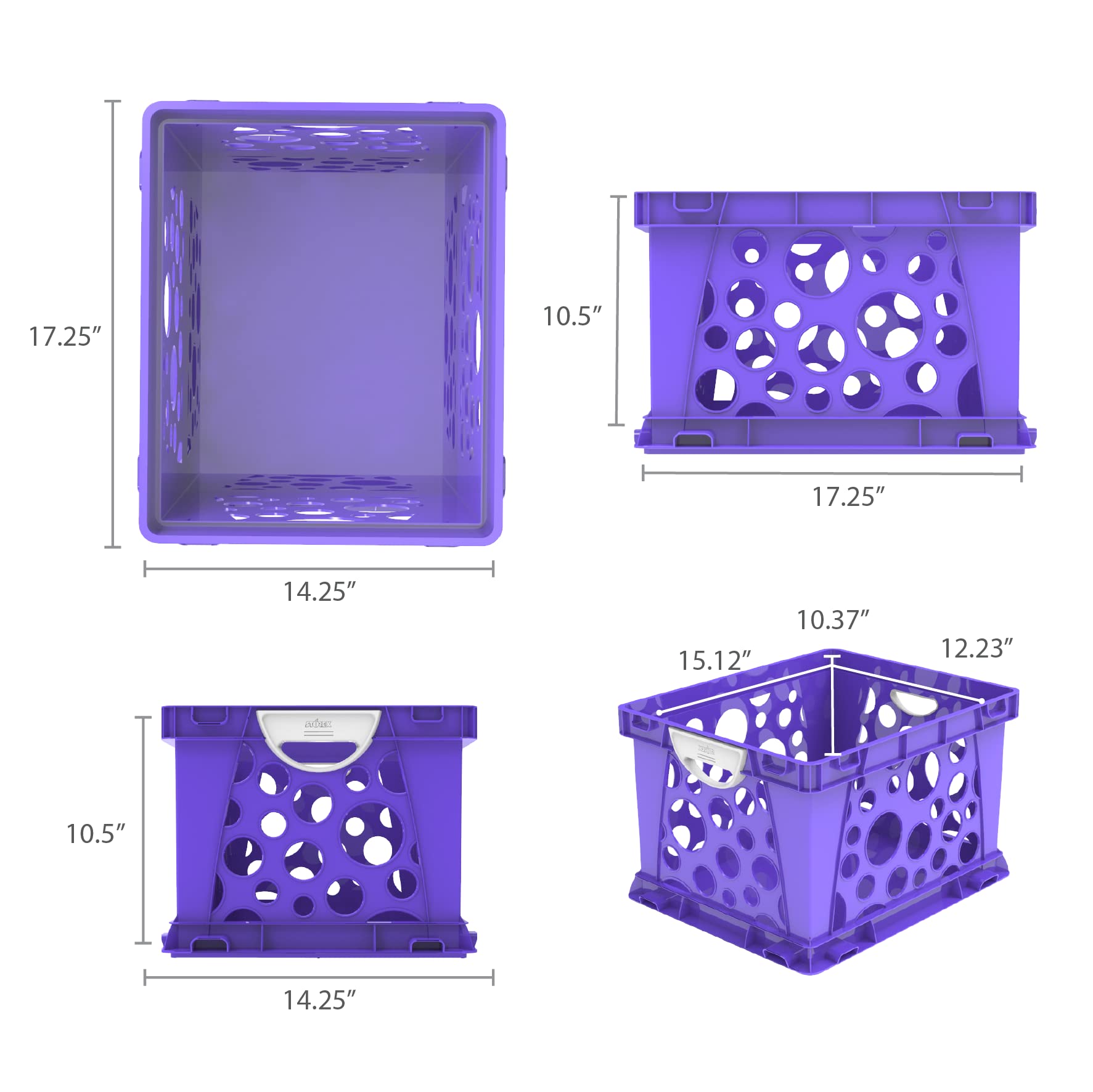 Storex Cassa di archivio premium con manici stampati, per lettere e documenti legali e cartelle, confezione da 3 pezzi, viola/bianco (61754C03C)