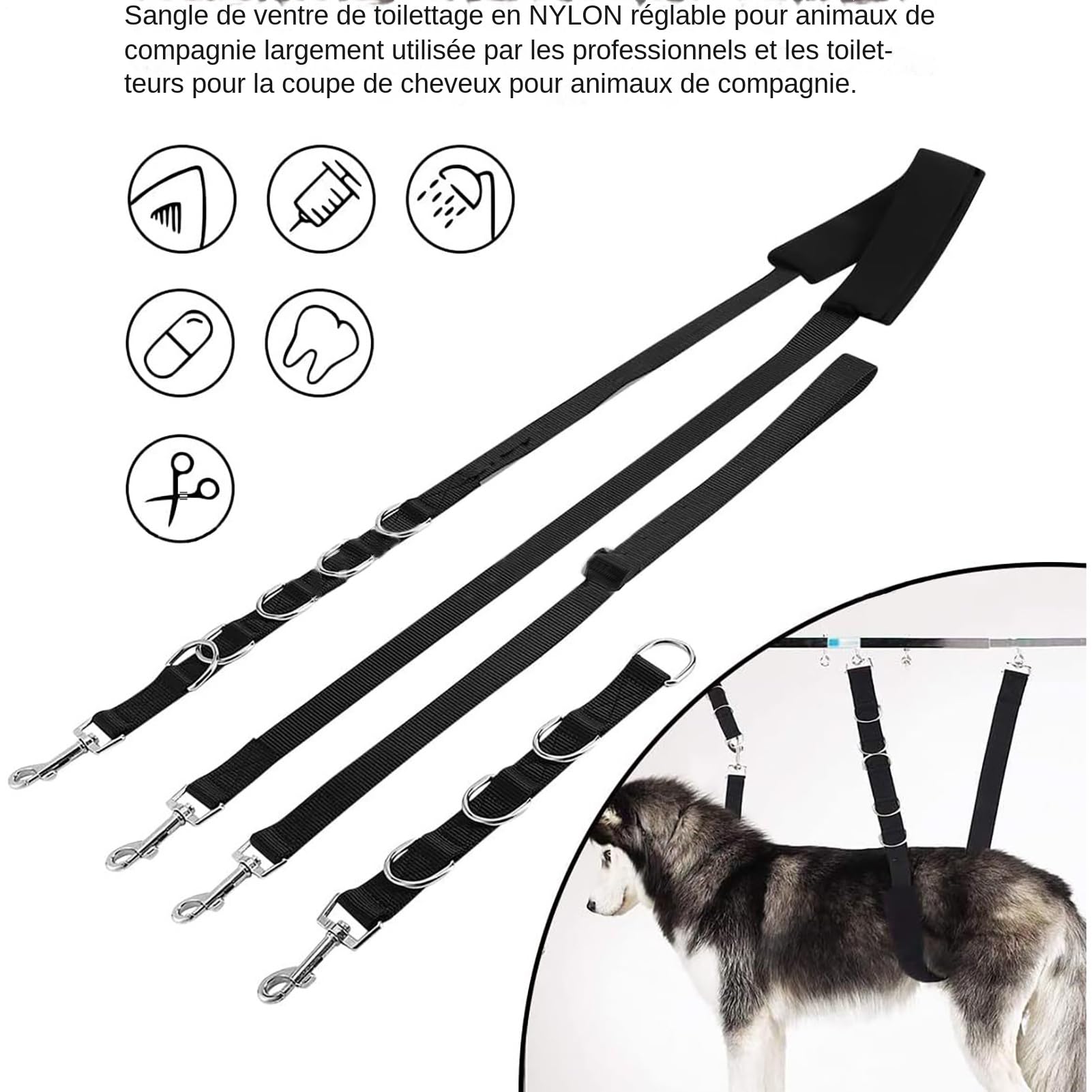 Paquet De 3 Sangles De Table De Toilettage Pour Animaux | Laisse À Boucle D'extension En Nylon | Sangle De Bras De Toilettage Pour Chien Et Chat, Accessoire De Table De Marié Sécurisé Et Réglable Pour