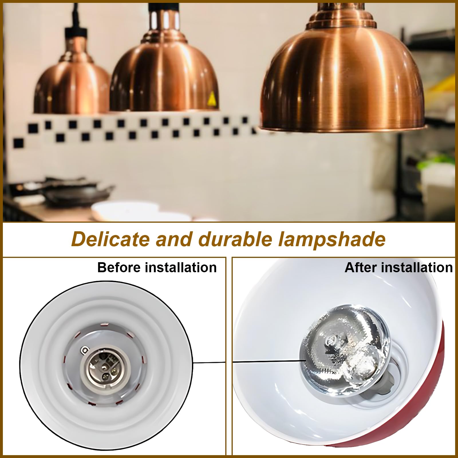 Lampada Riscaldante per Alimenti, 250W Lampade Scaldavivande Cucina Regolabile, Lampade Riscaldante Cucina Sospeso 19 cm/25 cm per Ristoranti, Hotel a Buffet (Acciaio inossidabile-25cm,2 Pezzi)