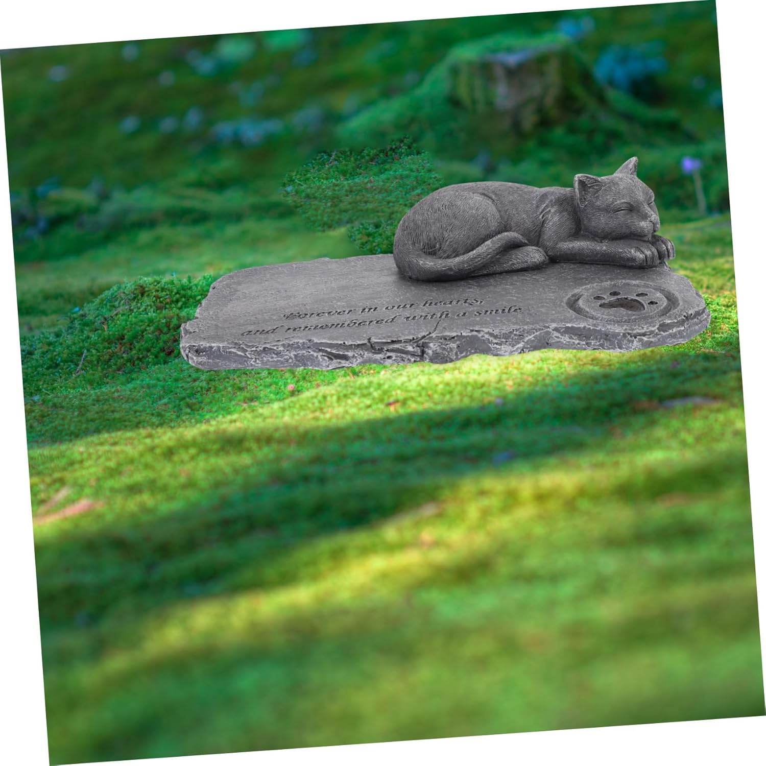 Pet Memorial Stone Cat Tribute Statue for Garden and Outdoor Use Weather-Resistant Cat Tombstone Grave Marker to Comfort Loss and Honor Memories