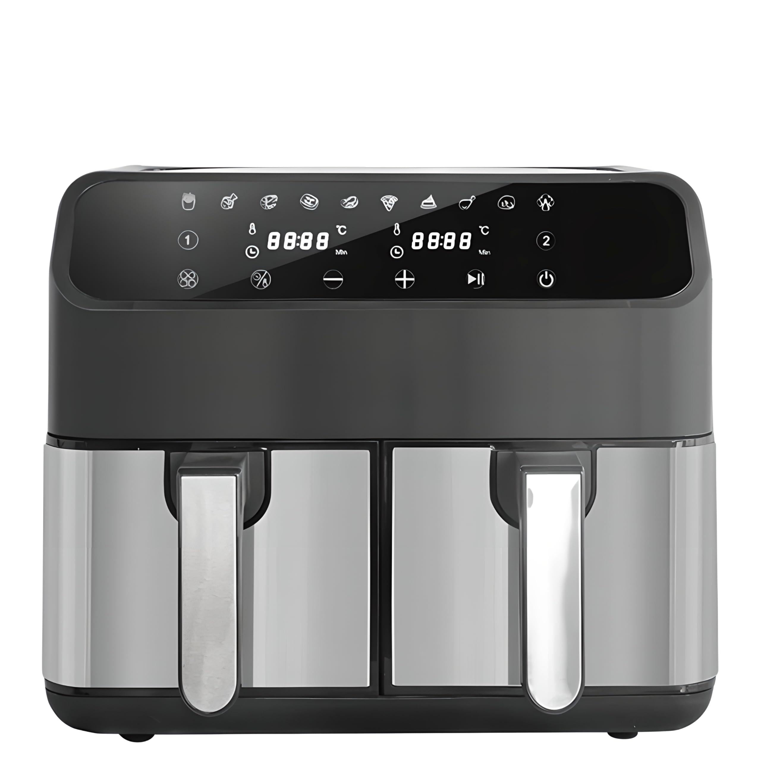 Friteuse à air double tiroir 8L de 2000W avec écran tactile et 10 préréglages