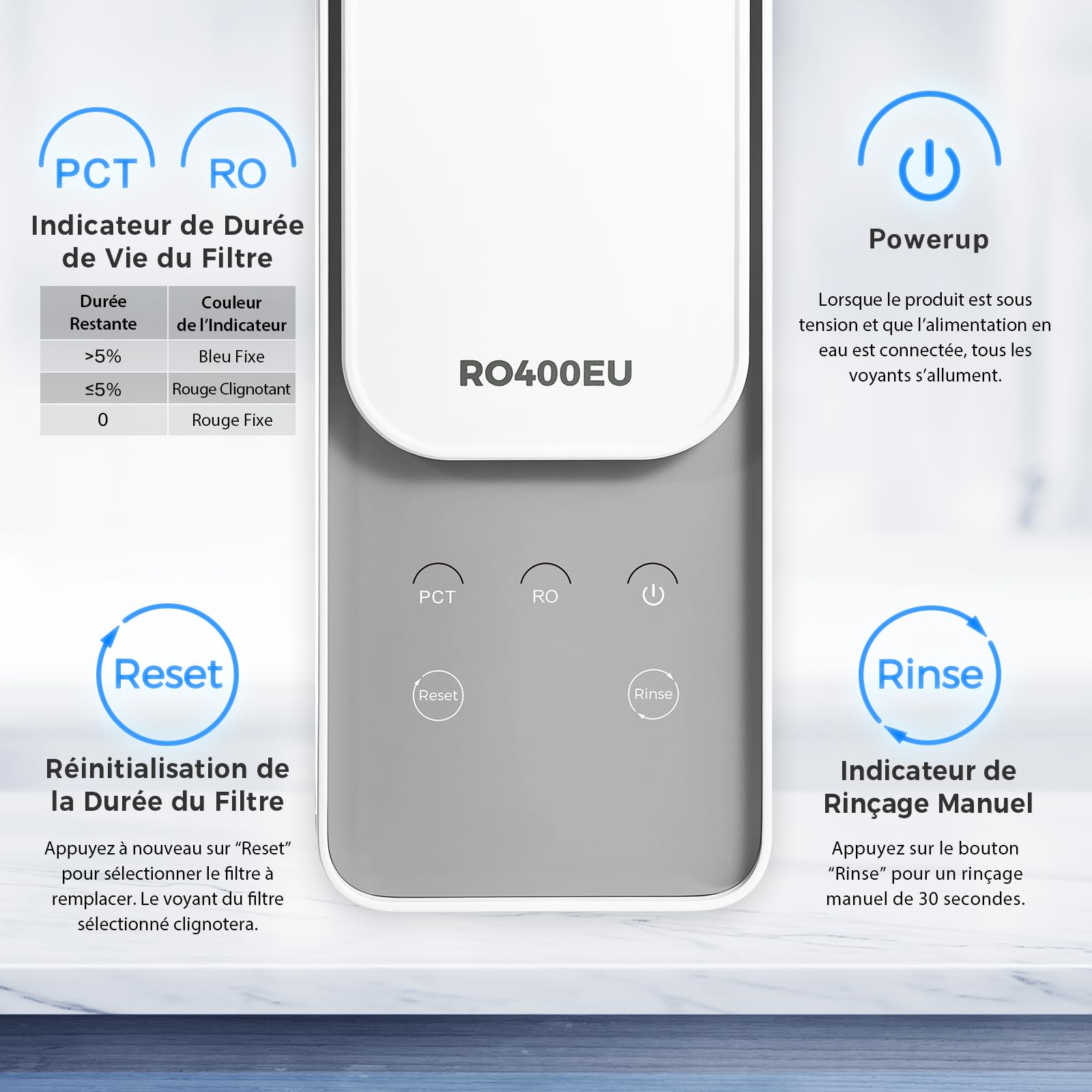 iSpring RO400EU Système Osmose Inverse sous Évier Réduction TDS