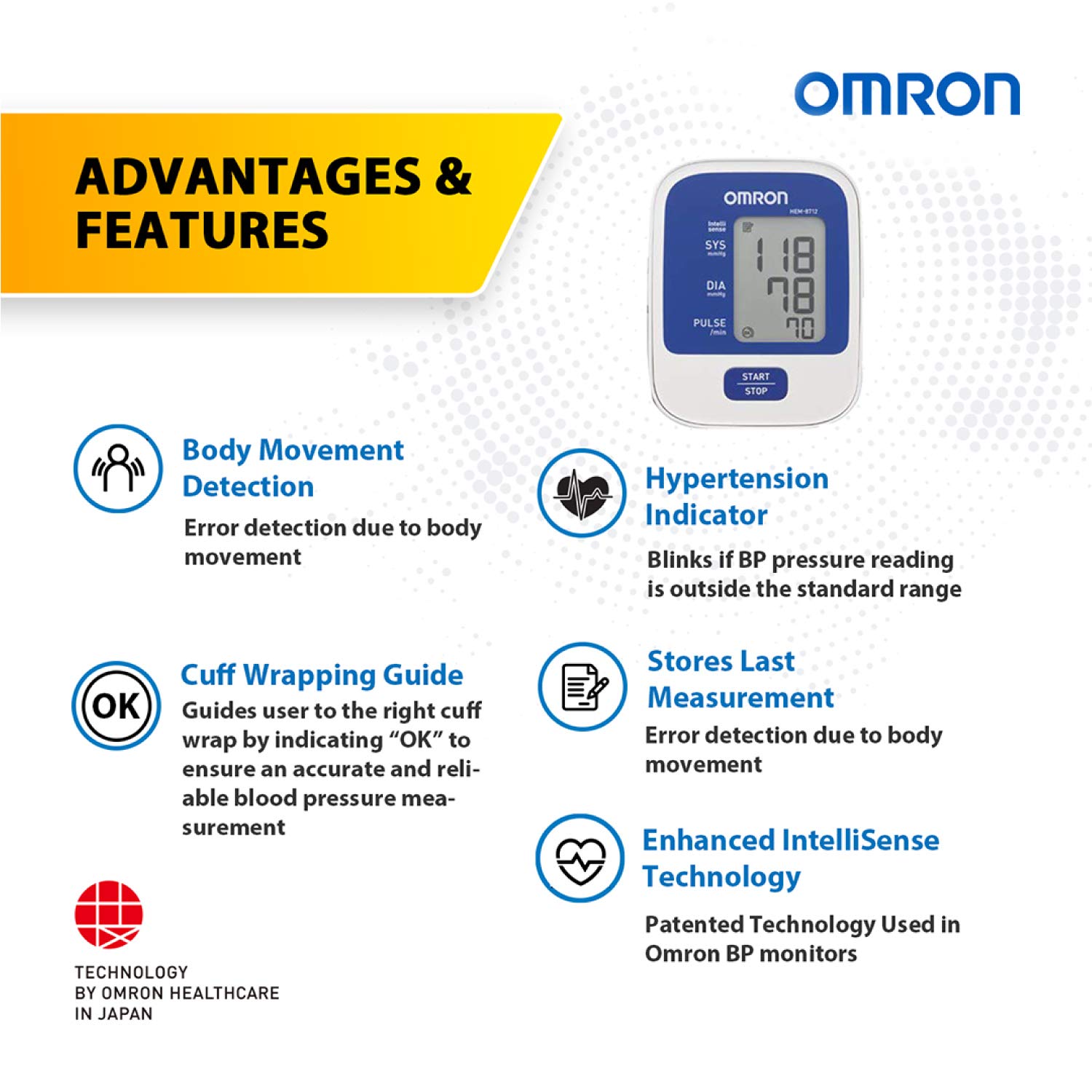 Omron Automatic Upper Arm Blood Pressure Monitor and Digital Thermometer Combo, White