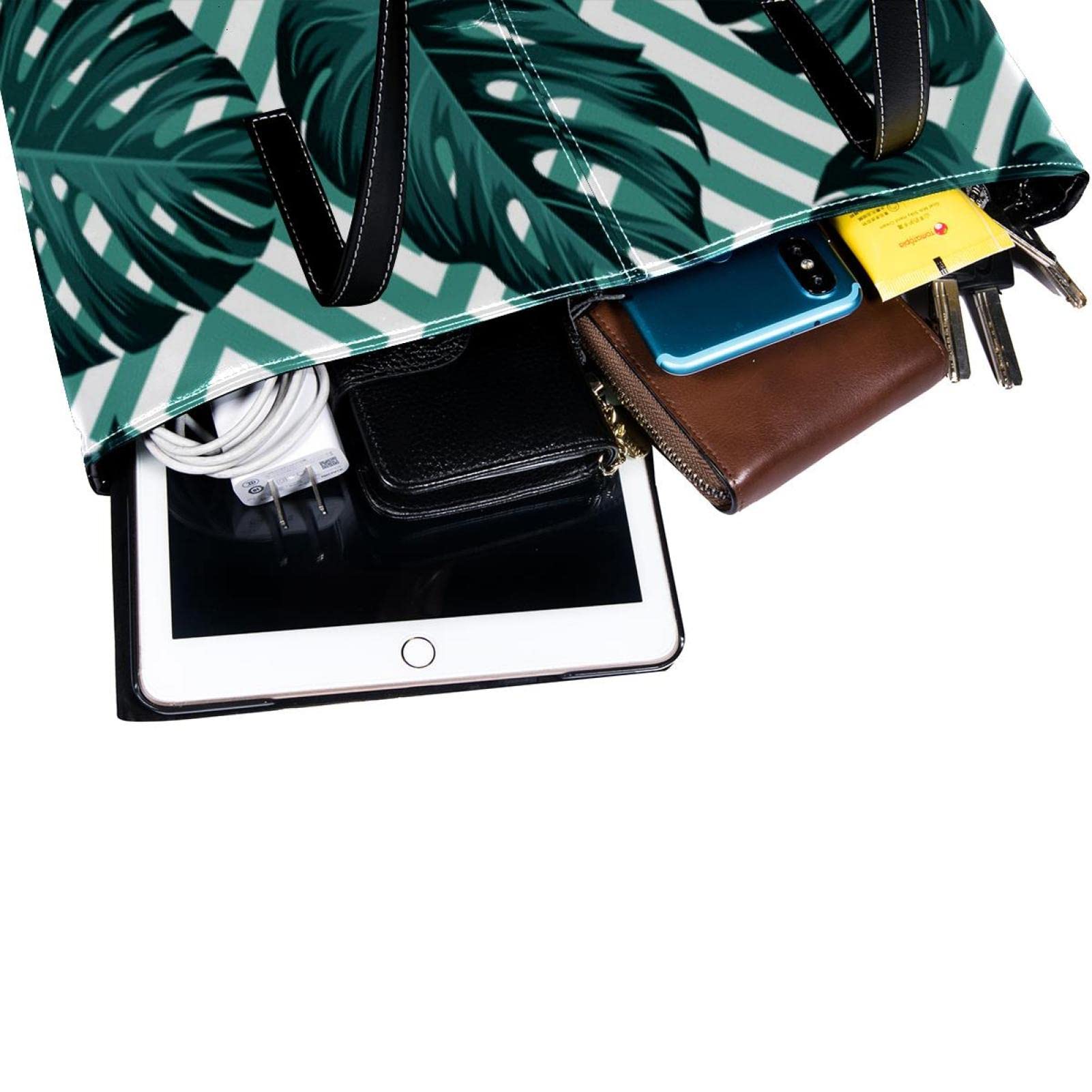 Bolso de hombro ligero casual para la escuela, bolso de mano para profesores, bolso de mano con patrón de hojas tropicales, diseño geométrico, Varios colores