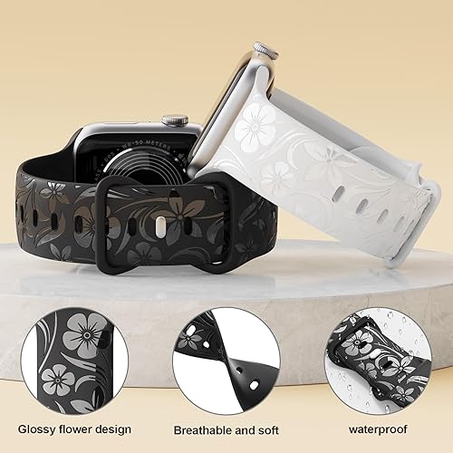 Miniatura 9 de Correa de reloj compatible con Apple Watch Band de 1.49, 1.57, 1.61, 1.65, 1.73, 1.77 y 1.77 pulgadas, correa de diseñador de flores silvestres