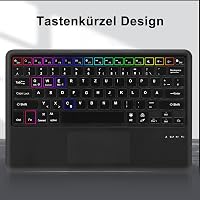 SENGBIRCH Bluetooth Billentyűzet Érintőpaddal - QWERTZ Német Kiosztás, 7 Színű Háttérvilágítás, Vezeték Nélküli, Windows/Android/iOS Kompati 8