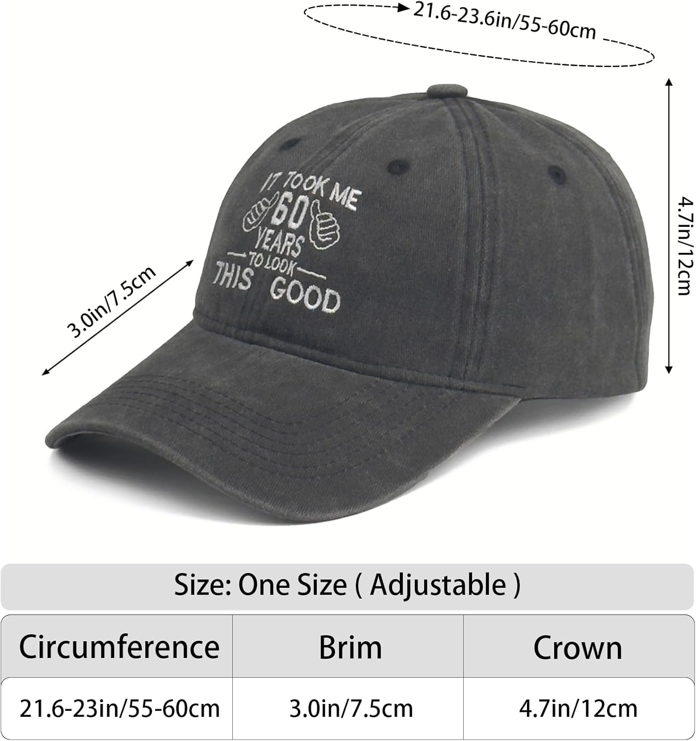 Birthday Baseball Cap 50 60 70 80 Years, Funny Embroidered Cotton Dad Hat Adjustable for Men Women Gift - Image 5