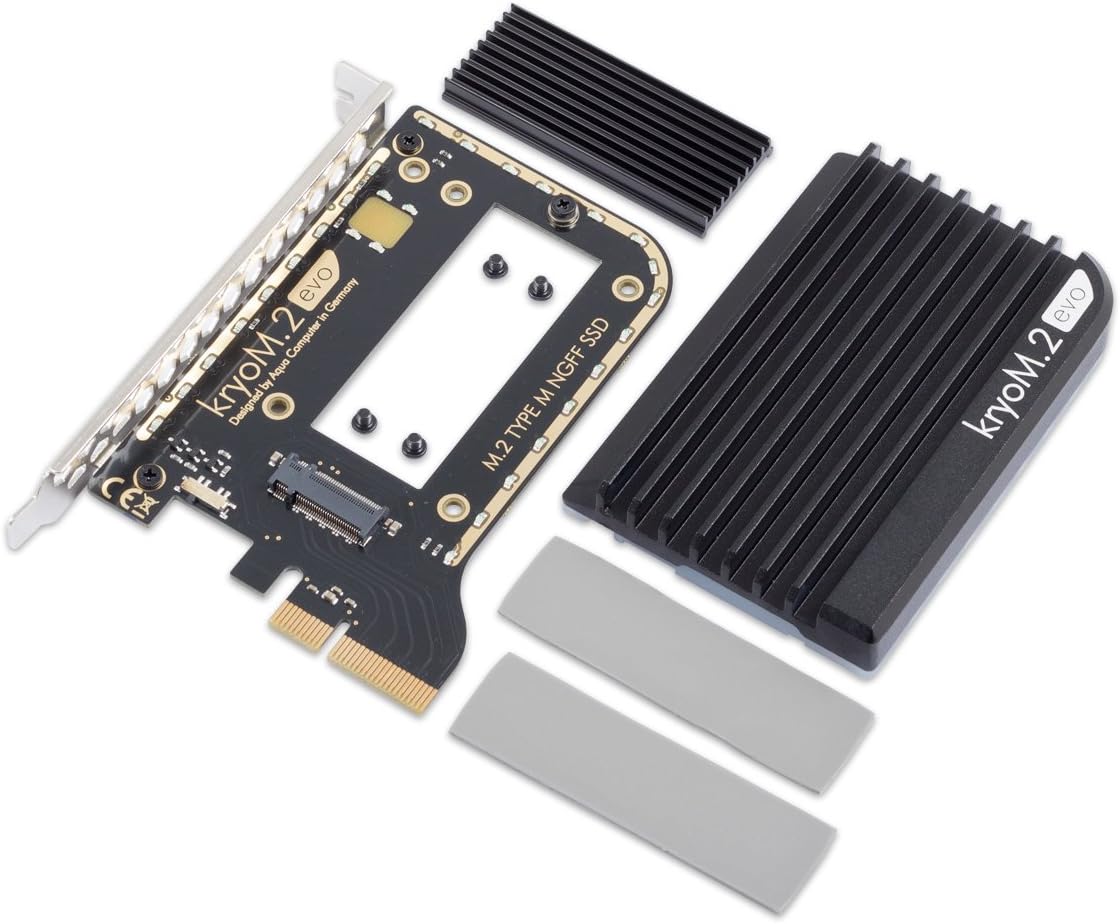 Aquacomputer kryoM.2 evo PCIe 3.0/4.0 x4 adapter for M.2 NGFF PCIe SSD, black