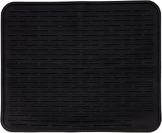 XL Silicone Dish Drying Mat 22 x 18 Inch - Large Counter Top Dish Pad and Trivet by LISH (Black, 22 x 18) - coolthings.us