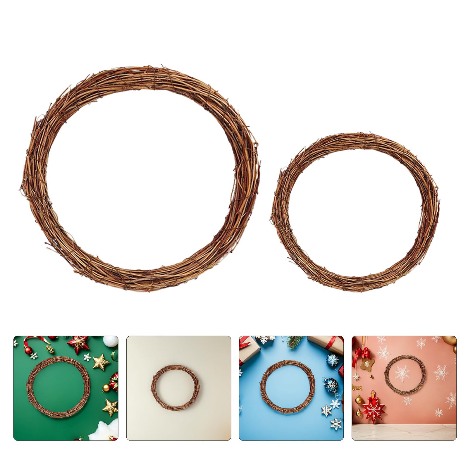 Toyvian 18 Pcs Couronne en Rotin Tressé Ronde, Style Rustique Vintage, | Anneau Artisanal Robuste, Usage Déco Maison et Mariage, Entretien Facile, pour Noël et Arrangements Floraux