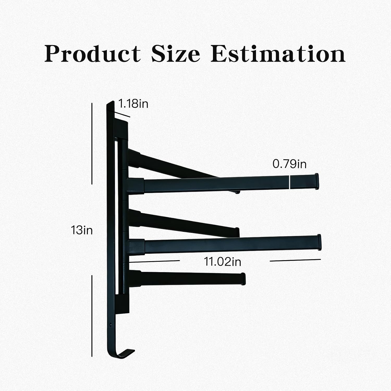 Swivel Towel Rack, Wall Mounted,5 Arm Bath Towel Holder, Space Saving Organizer for Bathroom, Kitchen Poolside, Matte Black