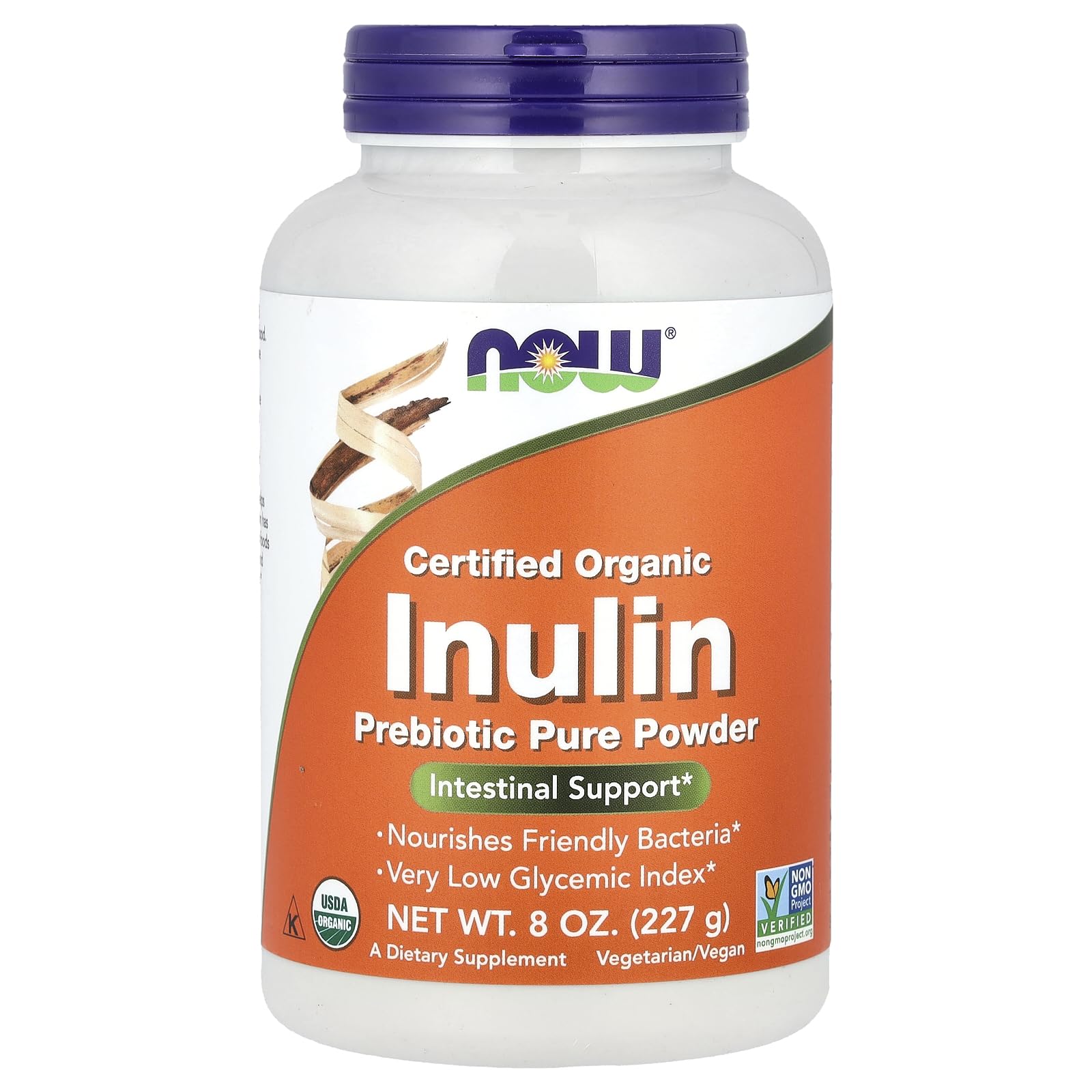 NOWFoods , Certified Organic Inulin , Pure Powder , 8 Oz (227 G)