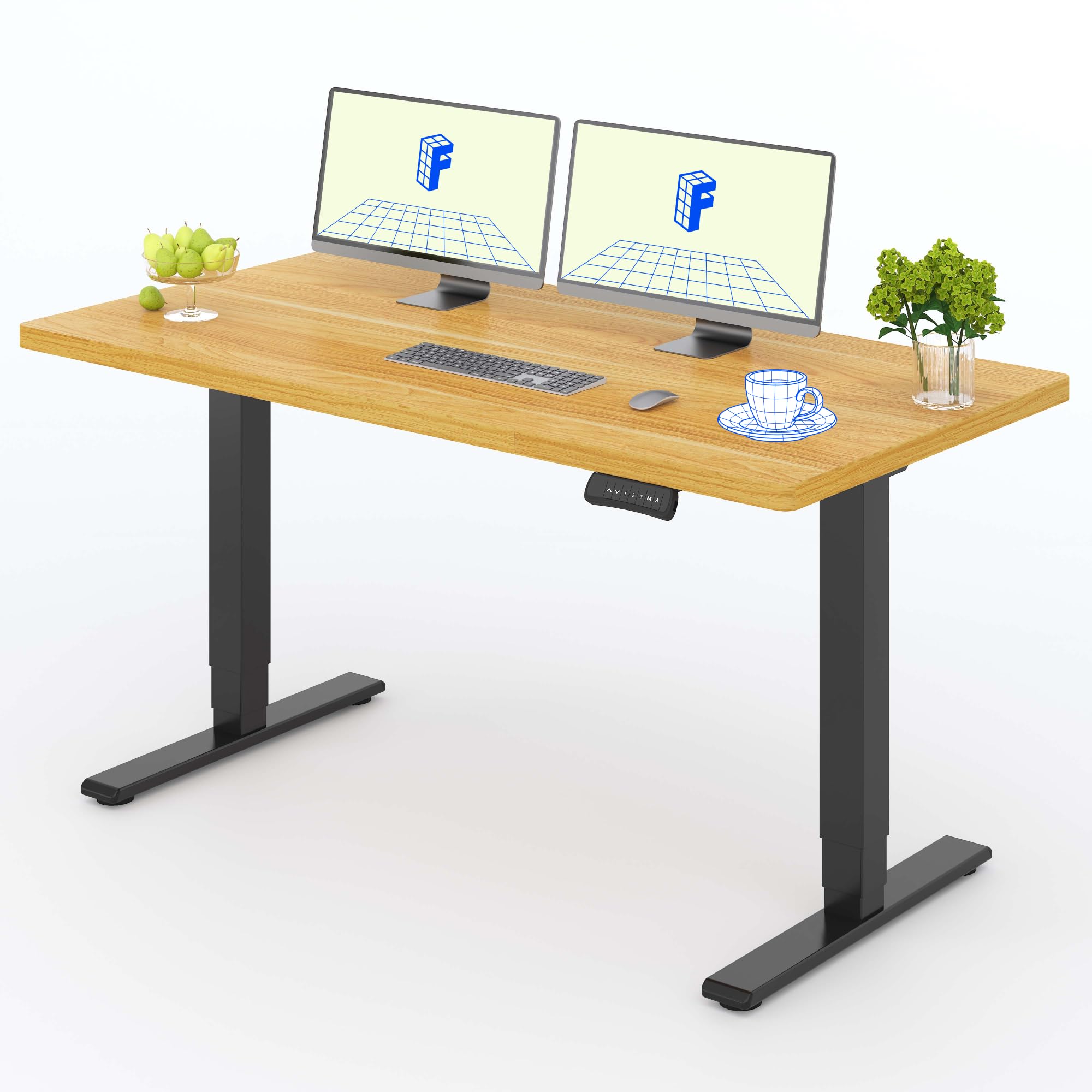 FLEXISPOT Höhenverstellbarer Schreibtisch mit 25 mm einteiliger Tischplatte, Elektrischer Schreibtisch mit Dual-Motor, 3-Fach Teleskop, 160 kg Tragkraft