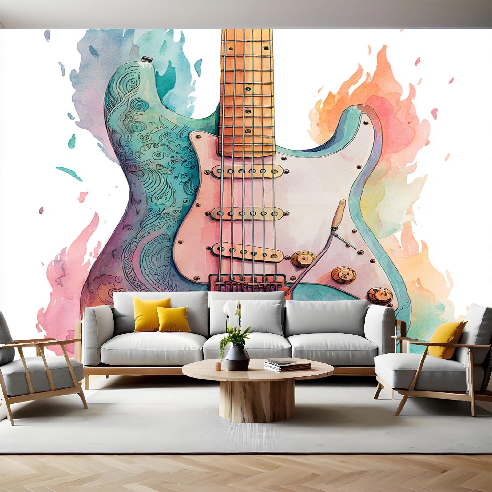 Strumenti Musicali Carta da parati Musica chitarra elettrica Fotomurali Murale 300x210 cm TNT Decorazione da Muro Poster Gigante Carta per Pareti Soggiorno Camera da Letto Sala TV Divano