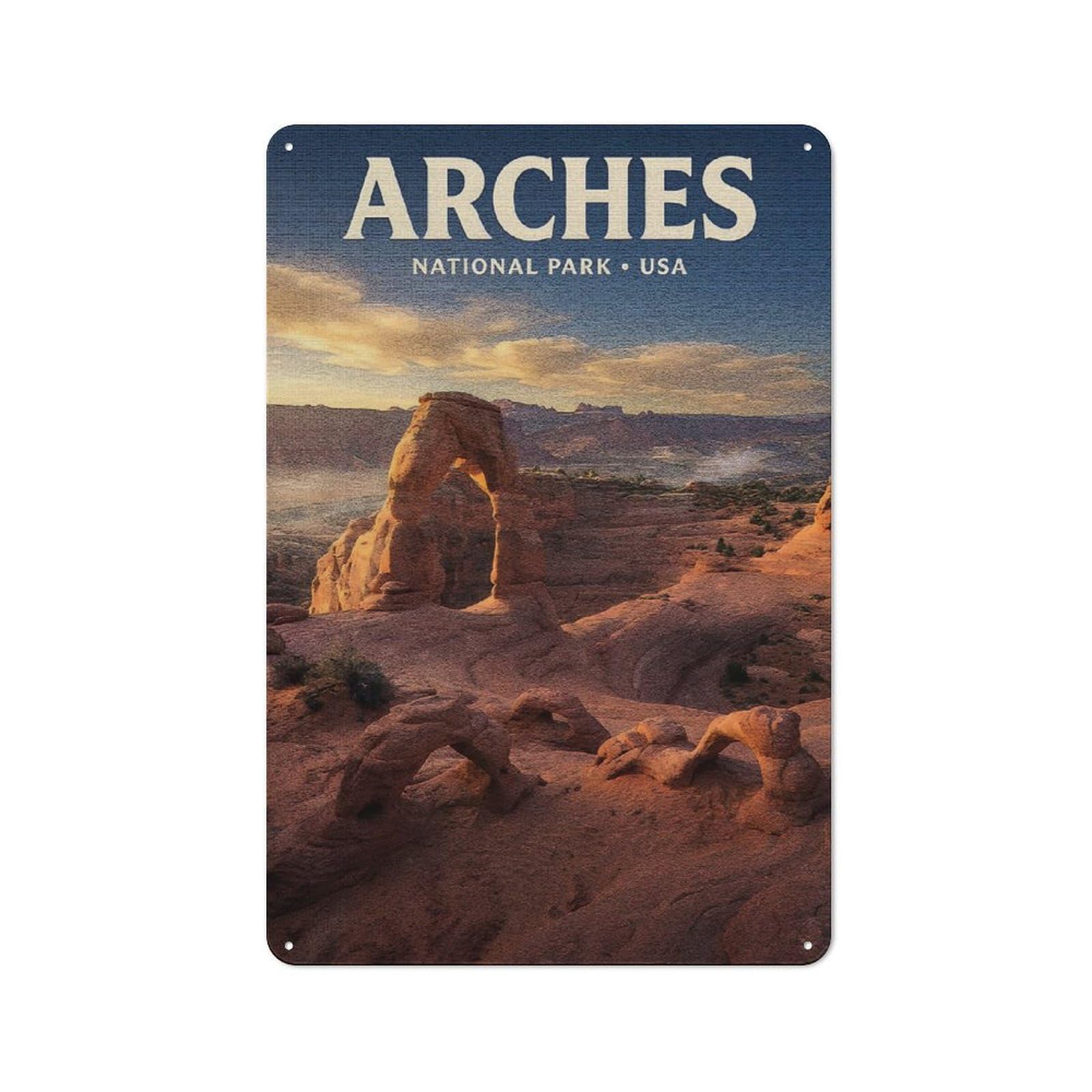 Junmoney Style-13 Friendly Cafe Metal Sign 30X20cm Featuring Arches National Park Travel (3), Cafe Wall Decor For Tea Room, Shop Wall Or Breakfast Area