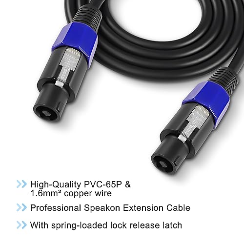 Miniatura 4 de MEIRIYFA Cable de extensión Speakon a Speakon macho a macho Cable de audio de altavoz con bloqueo giratorio para amplificador de altavoz de