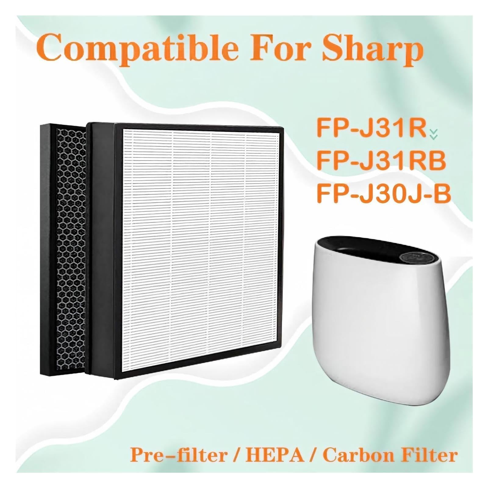 Filtro De Carbón HEPA FZ-F30HFE FZ-F30DFE, For FP-J31R FP-J31RB | Compatible con purificador de aire Sharp FP-J30J-B FP-J30J, alta eficiencia, bajo nivel de ruido