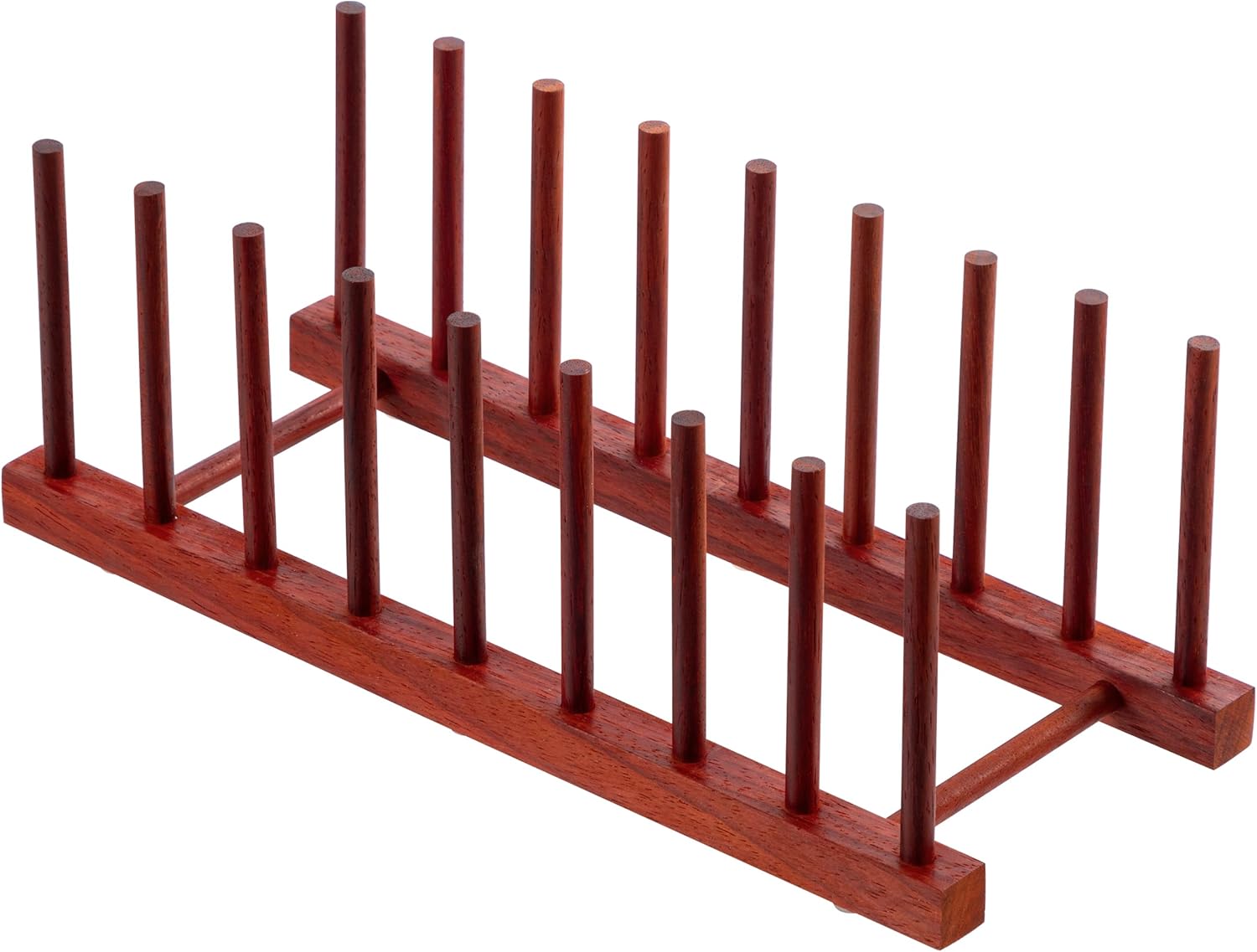 HBlife 4pcs Padauk Wooden Dish Drying Rack - Home and Kitchen Organizer for Cups, Bowls, Pots, Lids, Cutting Boards & Plates Space-Saving for Cabinets Counters (4 Slots)