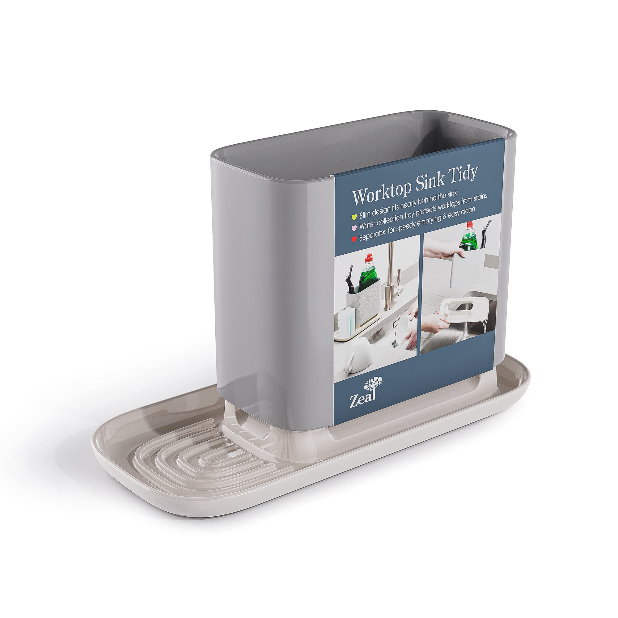 Zeal French Grey/Cream G402s Sink Tidy, Melamine,