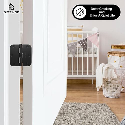 Vista 79 de Bisagras de puerta color negro mate, paquete de 108 bisagras negras para puerta de 3.5 pulgadas, bisagra de puerta interior redondeada con esquinas