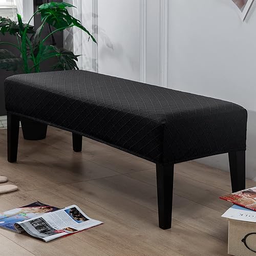 Miniatura 6 de SearchI Funda elástica para banco de comedor, lavable y duradera, fundas de asiento rectangulares para comedor, sala de estar, cocina (jacquard