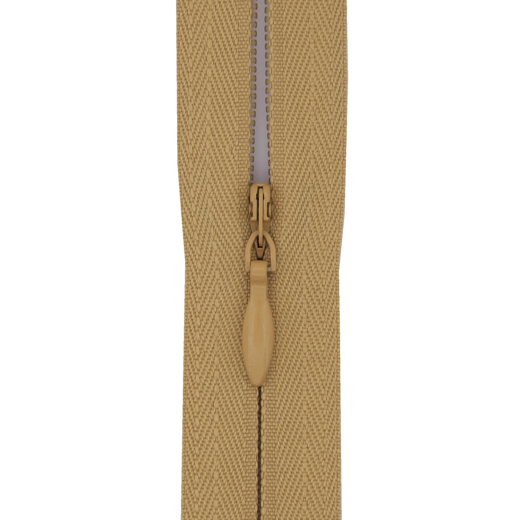 #3 Woven Tape Invisible Zip (Close End), 14 inch (35cm) for Skirts, Dress Side-Seams & Small Lumbar Cushions - Professional Nylon Coil Zips for Sewing & Dressmaking- 1 Zip (Camel tan)