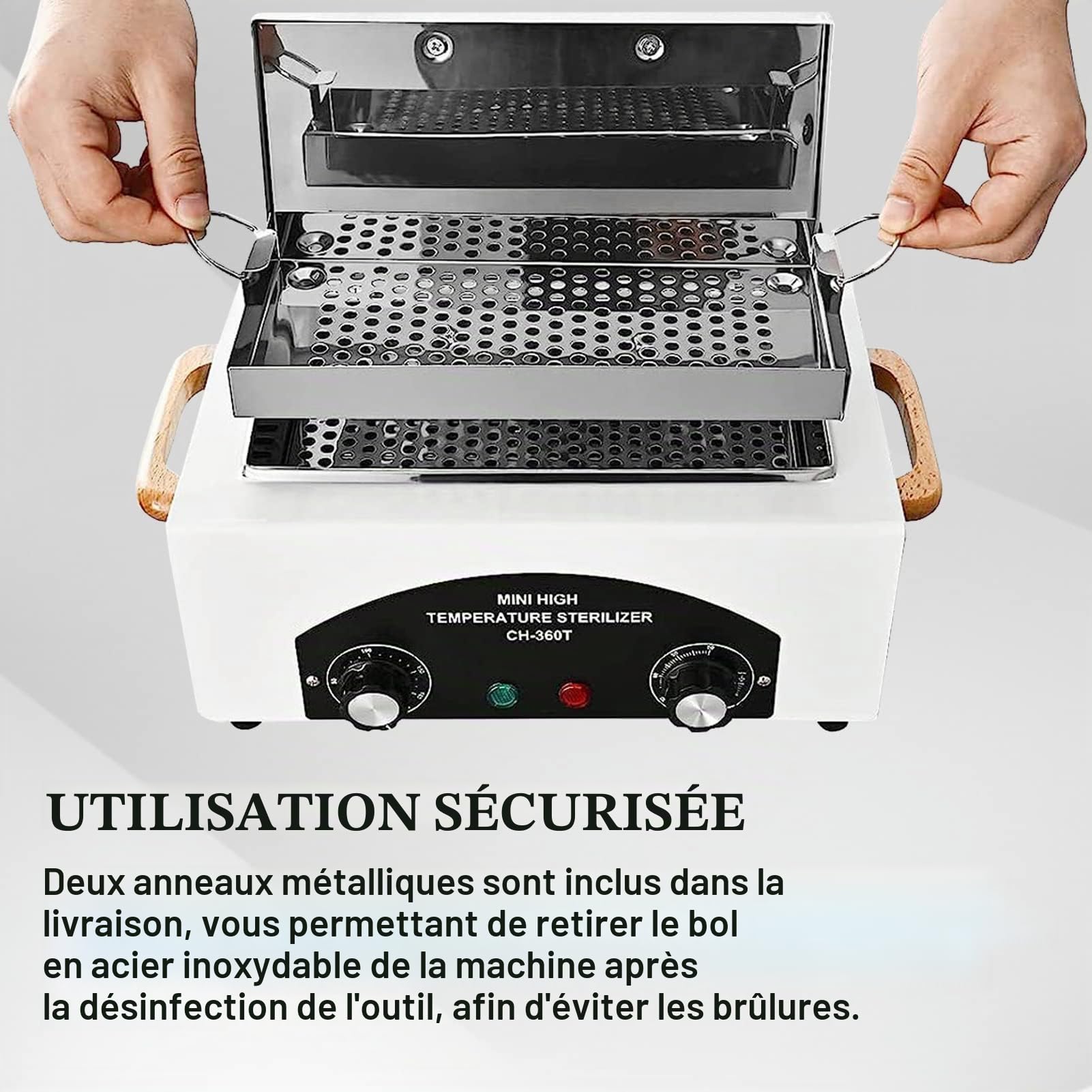 Stérilisateurs d'outils, stérilisateur d'autoclave de stérilisation à Haute température de 8L 220°C pour la Clinique Dentaire du Salon d'ongles et l'utilisation Domestique personnelle (Blanc4)