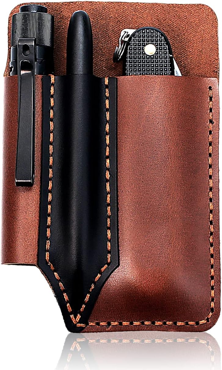 Leather Pocket Organizer Handmade Multitool Sheath Accessories Leather EDC Pouch for Men