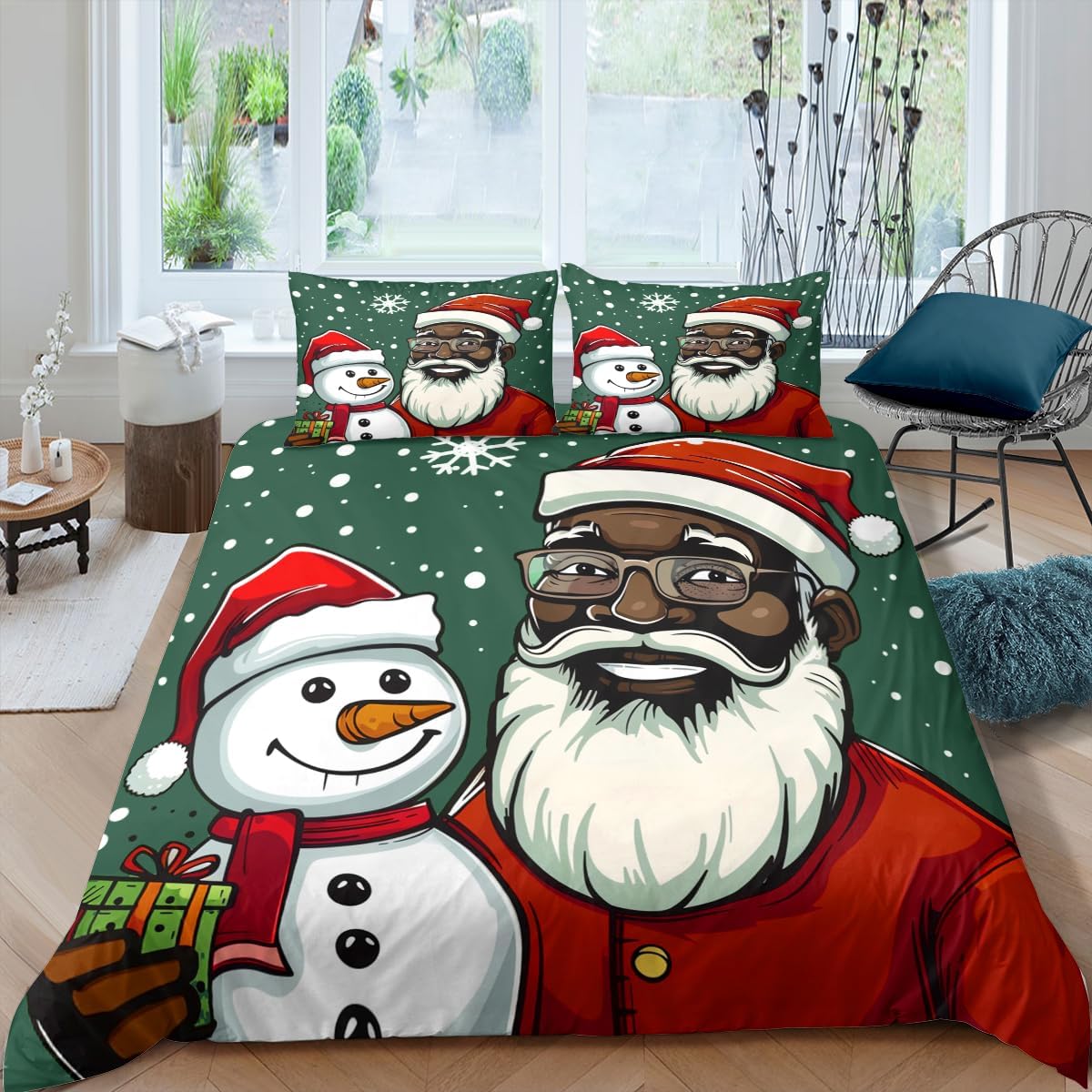 CCoutueChen Kind Black Santa Claus Bedding Set King Size