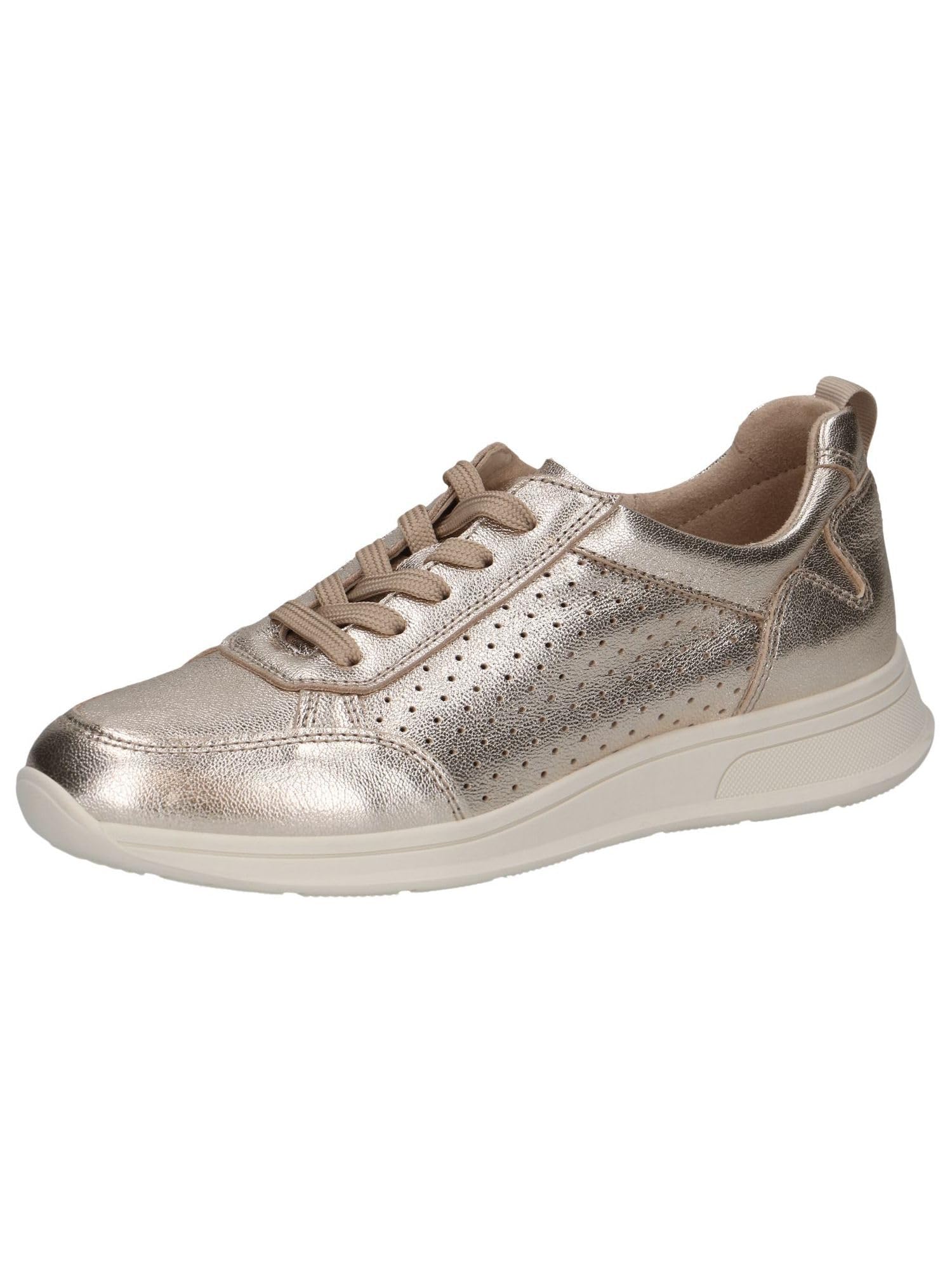 CAPRICE Damen Sneaker flach aus Leder mit Lochmuster