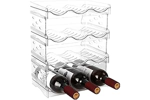 Stackable 4-Tier Plastic Wine Rack for Storing Wine Bottles