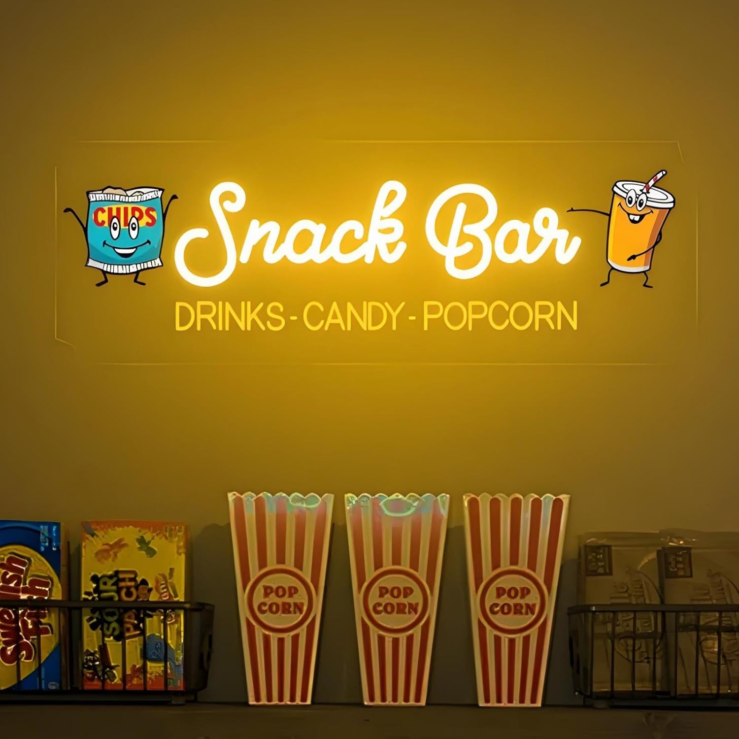 Snack Bar Neon LED Light, Dimmable Snack Neon Sign, LED Snack Light Up For Wall Decor, Snack Shop, Restaurant, Home Kitchen, Party, USB Powered