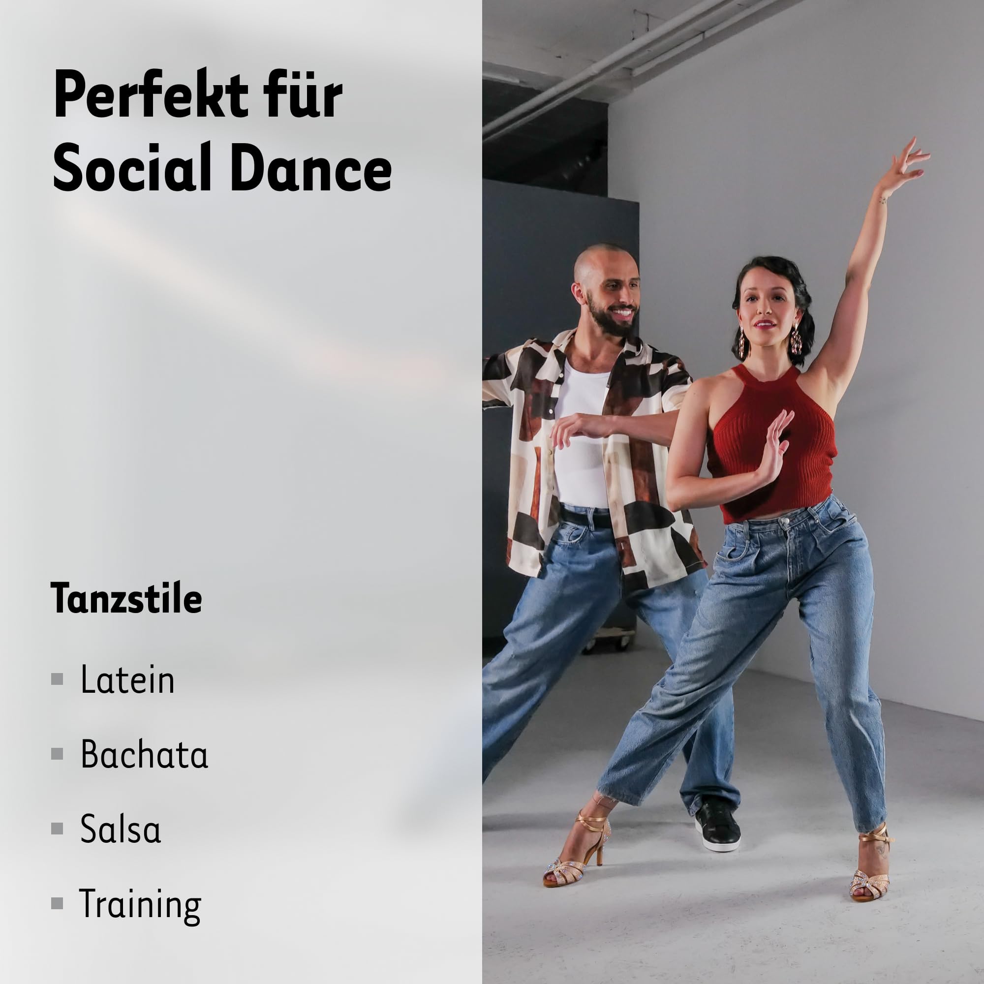 Anna Kern Tanzschuhe Damen Noel | Tanzschuhe Gold für Latein, Salsa, Bachata | Offener Absatzschuh (5 cm) aus Nappaleder | Druckknopf-Schnalle | Designed in Italy | 32 2/3-43 EU