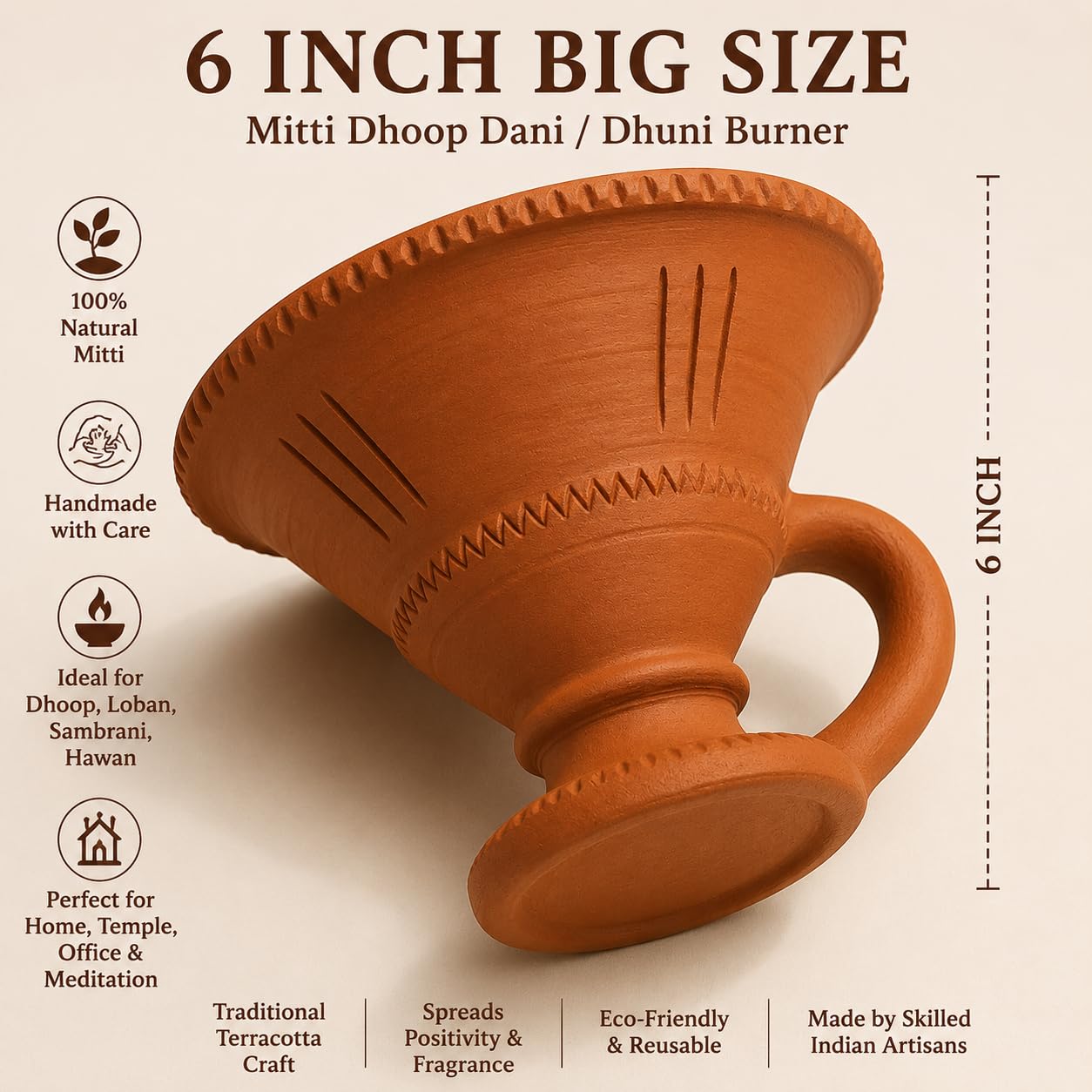 Handmade Terracotta Dhoop Dani - Incense Burner -2
