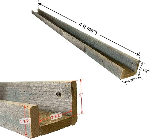 Miniatura 2 de BARNWOODUSA Estante de pared flotante de 48 pulgadas  Estante estrecho extra largo de 4 pies  Estante de madera recuperada fotos, coleccionables,
